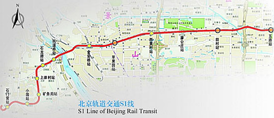 北京地铁s1线线路图