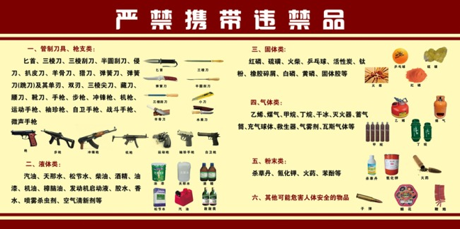 2016乘飞机禁带物品