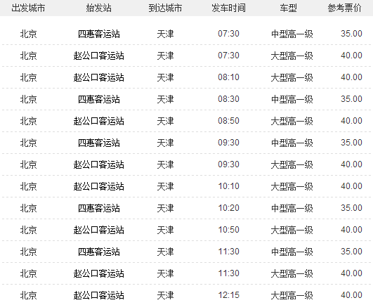 北京到天津客车多久能到