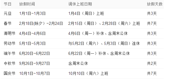 2015端午假期安排1