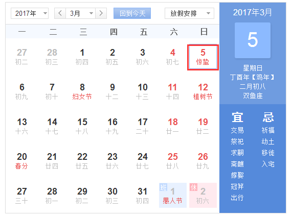 2017年惊蛰是几点几分1