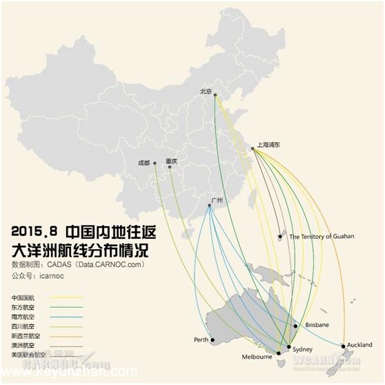  大数据：中国内地飞澳大利亚新西兰运力分析2