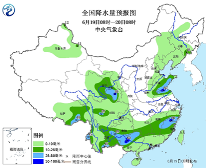 6月19日青海省暴雨蓝色预警1