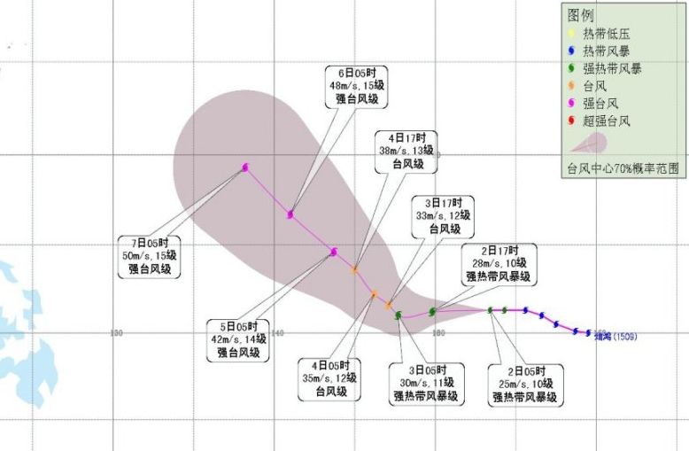 2015年第9号台风灿鸿实时路径图1
