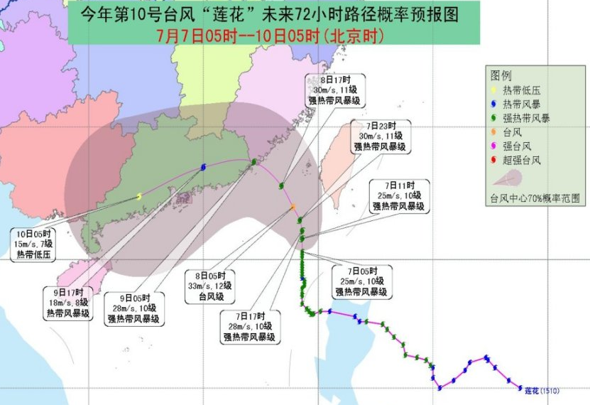 2015第10号台风莲花最新路径图1