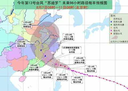 13号强台风苏迪罗实时路径1