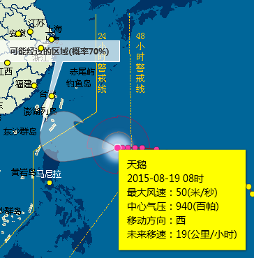2015年第15号台风天鹅实时路径1