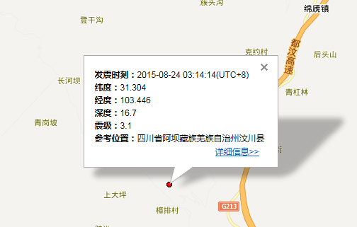 2015年8月24日四川汶川县地震最新消息1