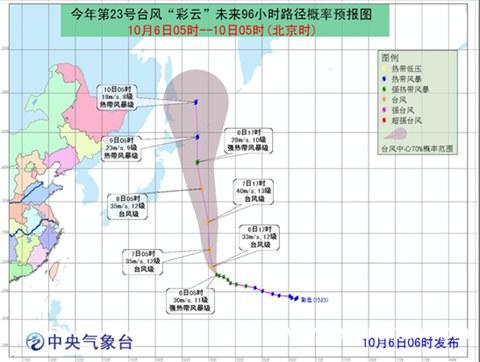 “彩云”将向西北转偏北方向移动1
