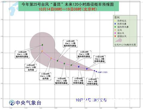 “蔷琵”向西偏北方向移动1
