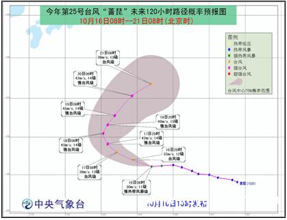 台风“蔷琵”将继续向西偏北方向移动1