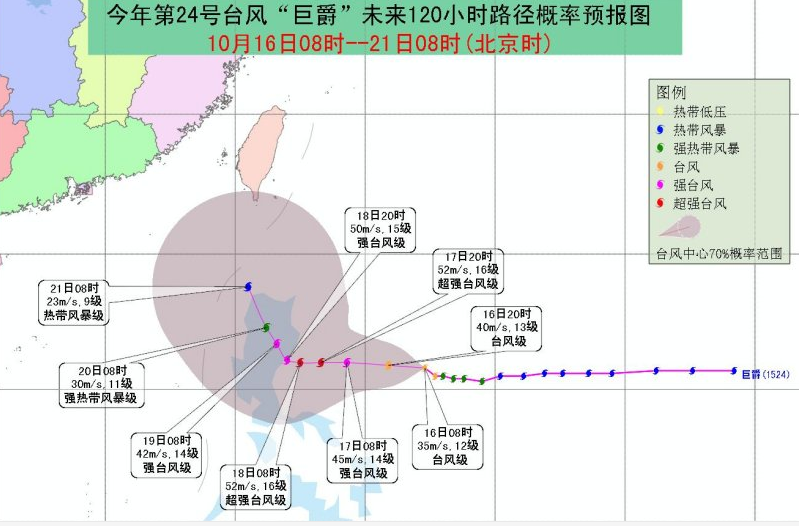 台风巨爵23日前后或登陆闽1