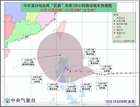 “巨爵”加强为台风级1
