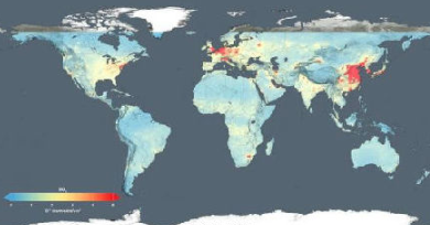 NASA发布全球雾霾地图1