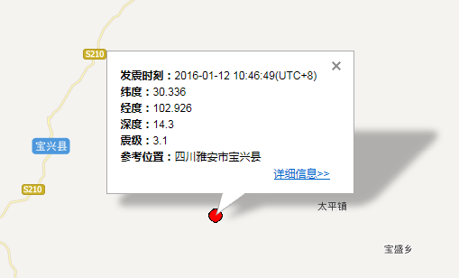 2016年1月12日四川雅安地震最新消息1