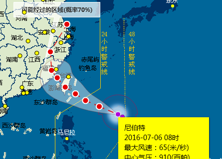 2016年1号台风尼伯特路径图1