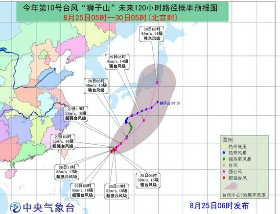 2016年狮子山最新台风实时路径图1