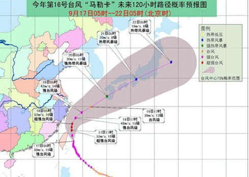 2016年16号台风马勒卡最新消息1