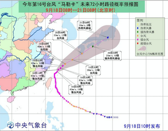 台风马勒卡路径实时发布系统1