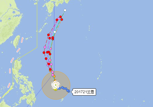 2017第21号台风兰恩实时路径图1