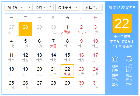2017-2018数九从什么时候开始1