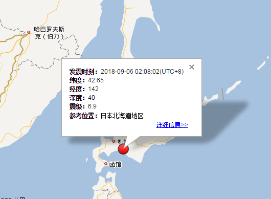 2018年9月6日本地震最新消息1